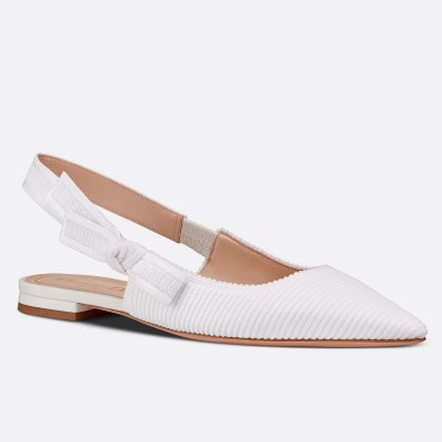 Dior J'Adior Slingback Ballerina Flats In White Technical Canvas TDSS12700