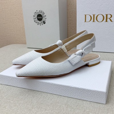 Dior J'Adior Slingback Ballerina Flats In White Technical Canvas TDSS12700