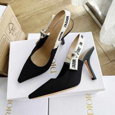 Dior J'Adior Slingback Pumps 100mm In Black Technical Fabric TDSS12707