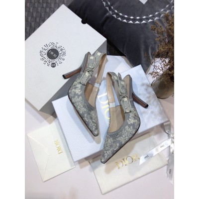 Dior J'Adior Slingback Pumps 100mm In Gray Toile de Jouy Reverse TDSS12709