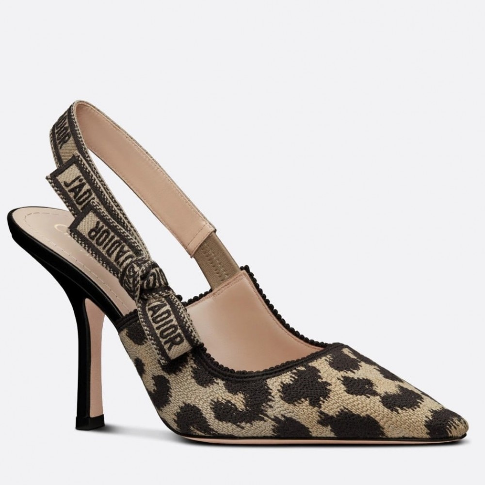 Dior J'Adior Slingback Pumps 100mm In Mizza Embroidered Cotton TDSS12711