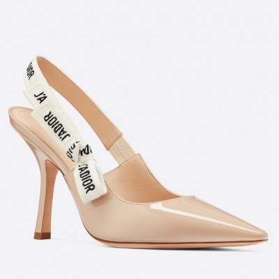 Dior J'Adior Slingback Pumps 100mm In Nude Patent Calfskin TDSS12713