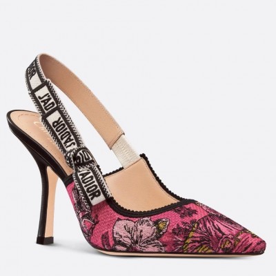 Dior J'Adior Slingback Pumps 100mm In Pink Toile de Jouy Voyage Motif TDSS12716