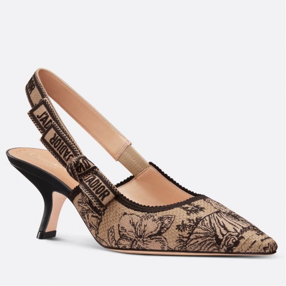 Dior J'Adior Slingback Pumps 65mm In Beige Toile de Jouy Voyage Motif TDSS12721