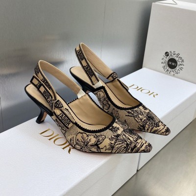 Dior J'Adior Slingback Pumps 65mm In Beige Toile de Jouy Voyage Motif TDSS12721