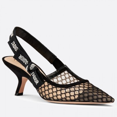 Dior J'Adior Slingback Pumps 65mm In Black Mesh TDSS12725