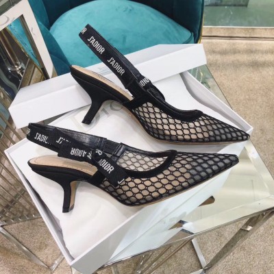 Dior J'Adior Slingback Pumps 65mm In Black Mesh TDSS12725