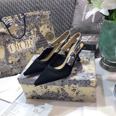 Dior J'Adior Slingback Pumps 65mm In Black Micro Mesh TDSS12726