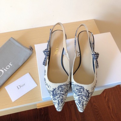 Dior J'Adior Slingback Pumps 65mm In Blue Toile de Jouy Cotton TDSS12731