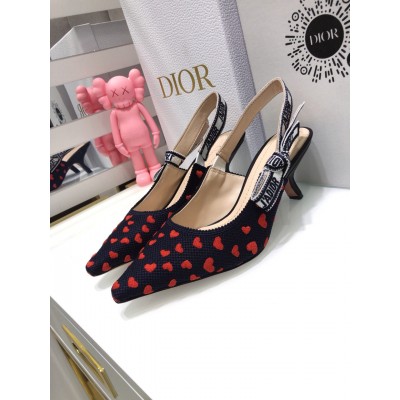 Dior J'Adior Slingback Pumps 65mm In Hearts I Love Cotton TDSS12734