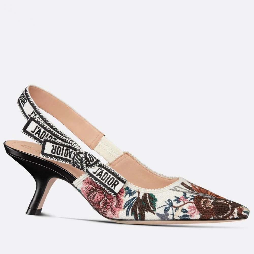 Dior J'Adior Slingback Pumps 65mm In Jardin d'Hiver Embroidered Cotton TDSS12735