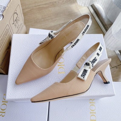 Dior J'Adior Slingback Pumps 65mm In Nude Technical Fabric TDSS12739