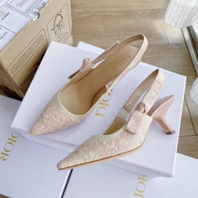 Dior J'Adior Slingback Pumps 65mm In Pink Toile de Jouy Cotton TDSS12742