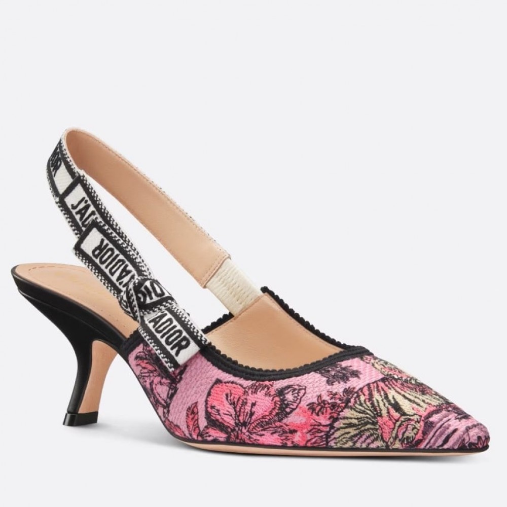 Dior J'Adior Slingback Pumps 65mm In Pink Toile de Jouy Voyage Motif TDSS12743