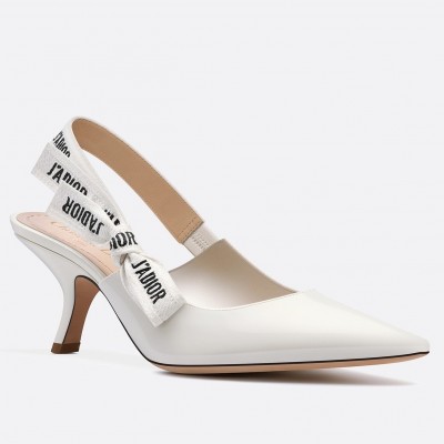 Dior J'Adior Slingback Pumps 65mm In White Patent Calfskin TDSS12750