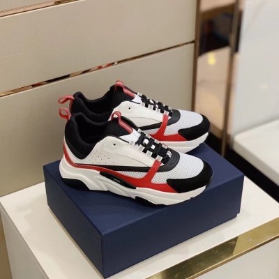 Dior B22 Sneakers In Red Leather and White Mesh TDSS12759