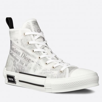 Dior B23 High-top Sneakers In Canvas with Newspaper Print TDSS12764