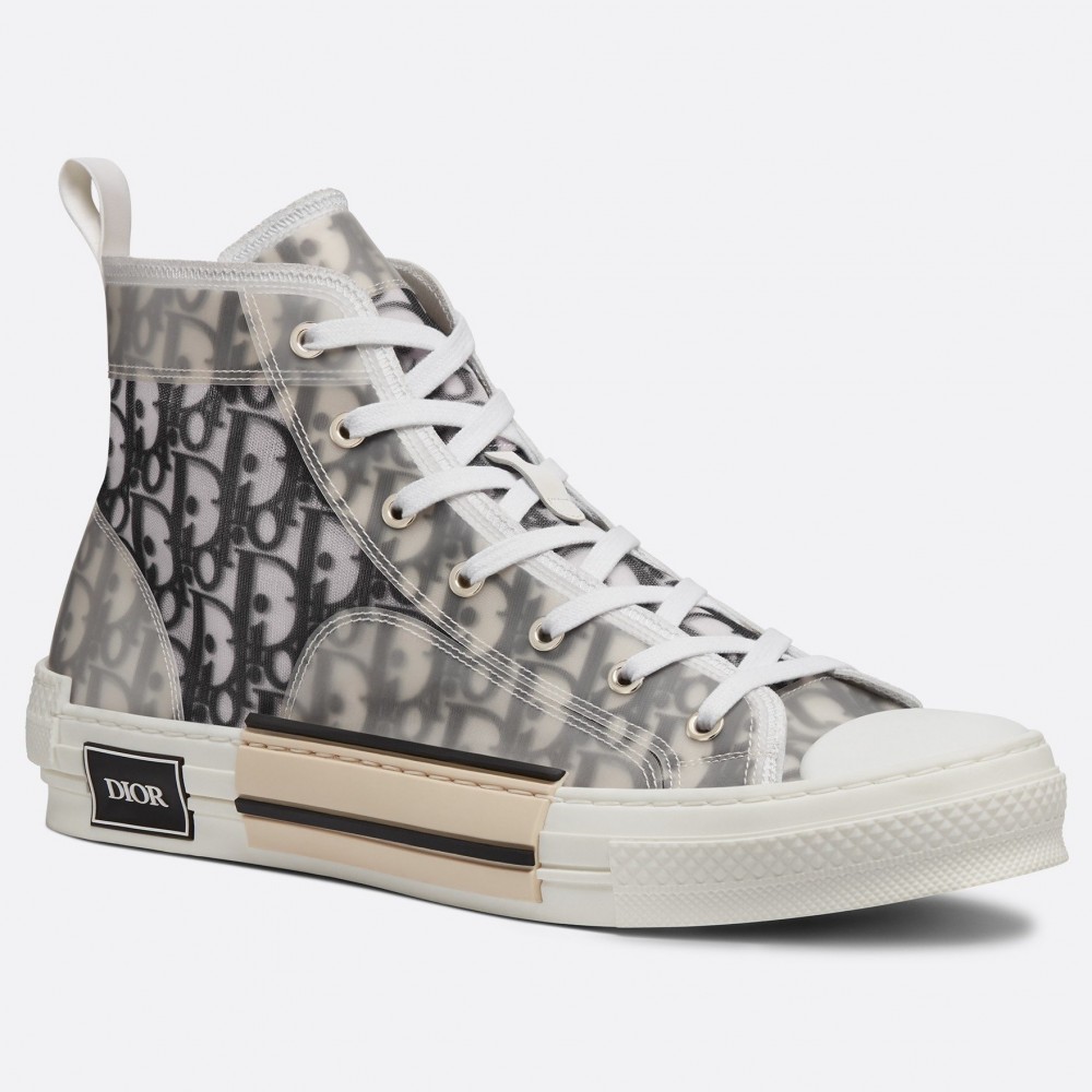 Dior B23 High-top Sneakers In White and Black Oblique Canvas TDSS12768