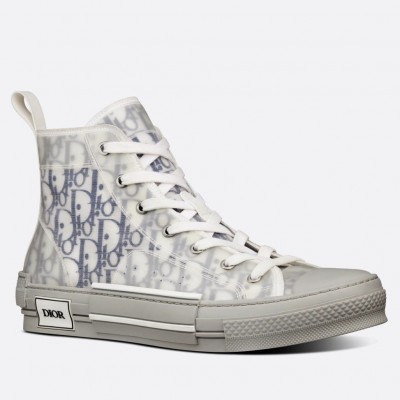 Dior B23 High-top Sneakers In White and Blue Oblique Canvas TDSS12769