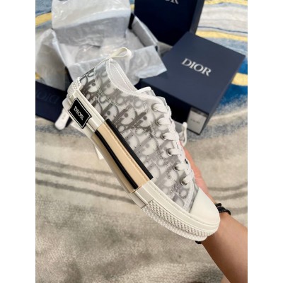 Dior B23 Low-top Sneakers In White and Black Oblique Canvas TDSS12780