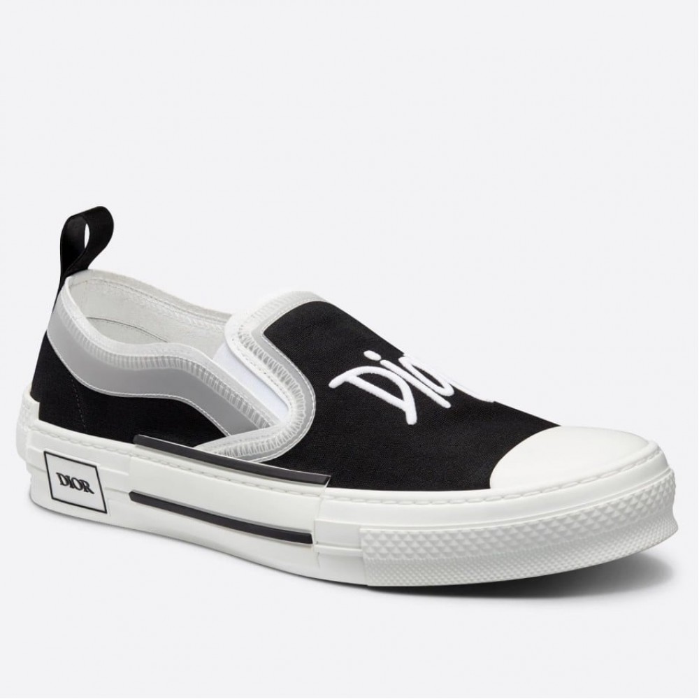 Dior B23 Slip-On Sneakers In Black Shawn Canvas TDSS12785