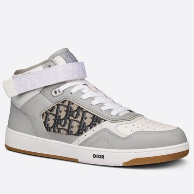 Dior B27 High-top Sneakers In Grey Calfskin TDSS12790