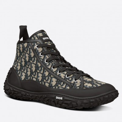 Dior B28 High-Top Sneakers In Beige Oblique Jacquard TDSS12800