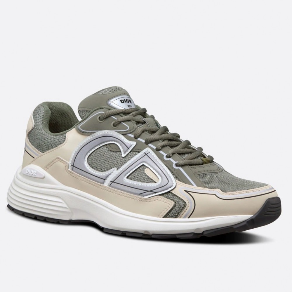 Dior B30 Sneakers In Green Mesh and Ivory Fabric TDSS12810