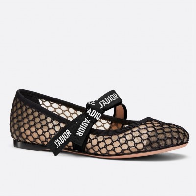 Dior Miss J'Adior Ballerina Flats In Black Mesh TDSS12814