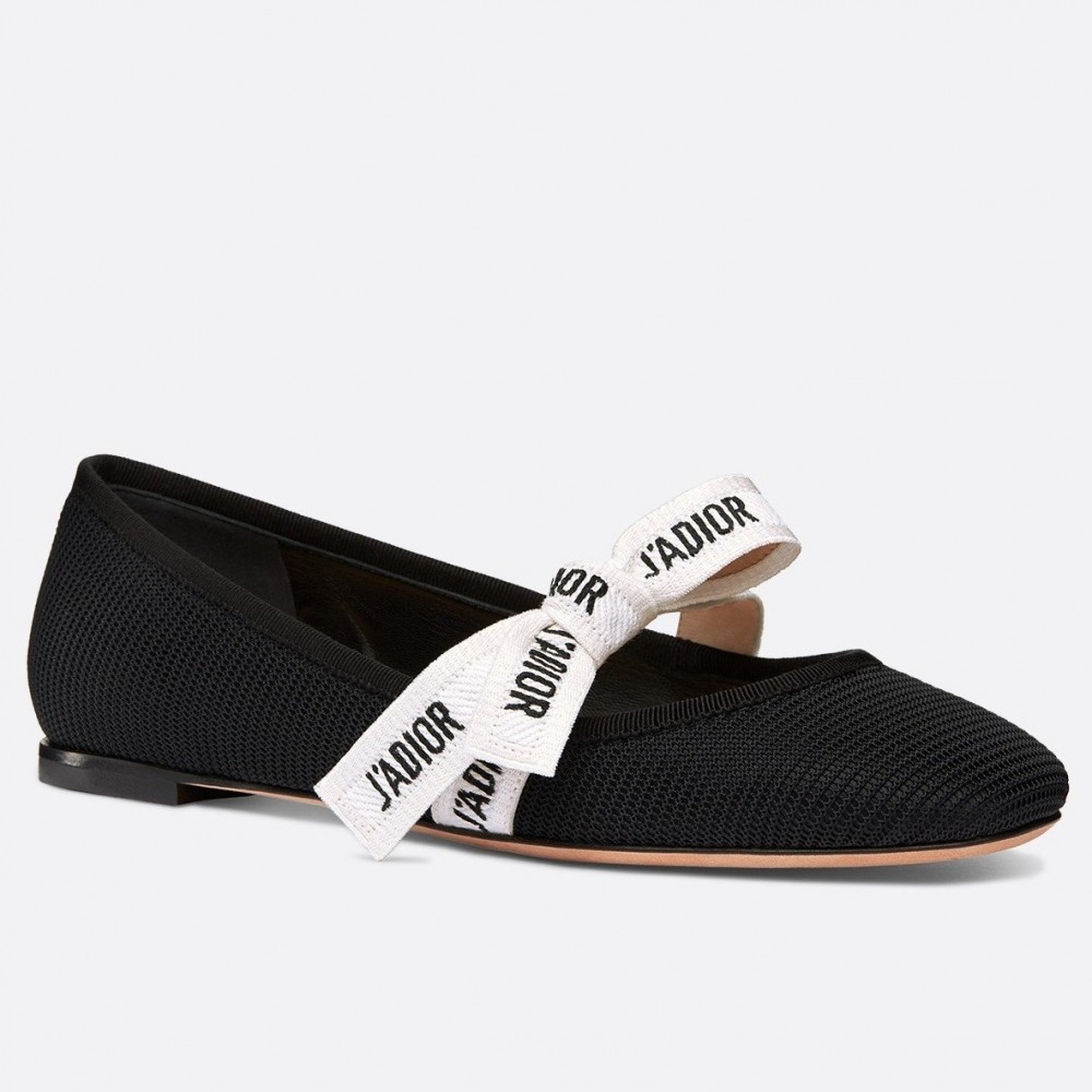 Dior Miss J'Adior Ballerina Flats In Black Technical Canvas TDSS12815