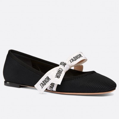 Dior Miss J'Adior Ballerina Flats In Black Technical Canvas TDSS12815