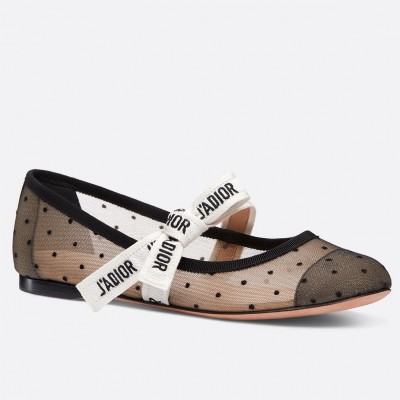 Dior Miss J'Adior Ballerina Flats In Dotted Swiss Tulle TDSS12816