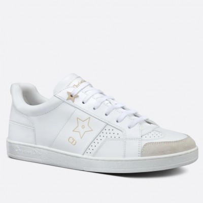 Dior Star Sneakers In White Calfskin with Gold Star TDSS12825