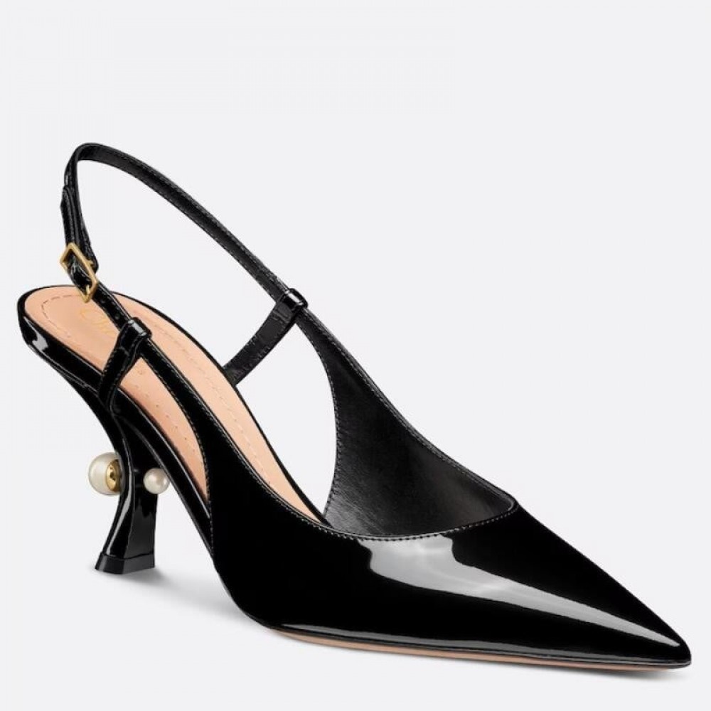 Dior Tribales Pumps Slingback 80mm in Black Patent Calfskin TDSS12832