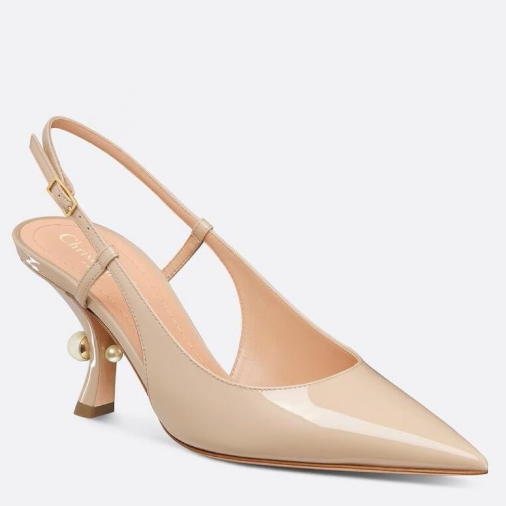 Dior Tribales Pumps Slingback 80mm in Nude Patent Calfskin TDSS12833