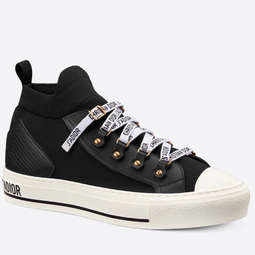 Dior Walk'N'Dior Mid-top Sneakers In Black Technical Knit TDSS12841