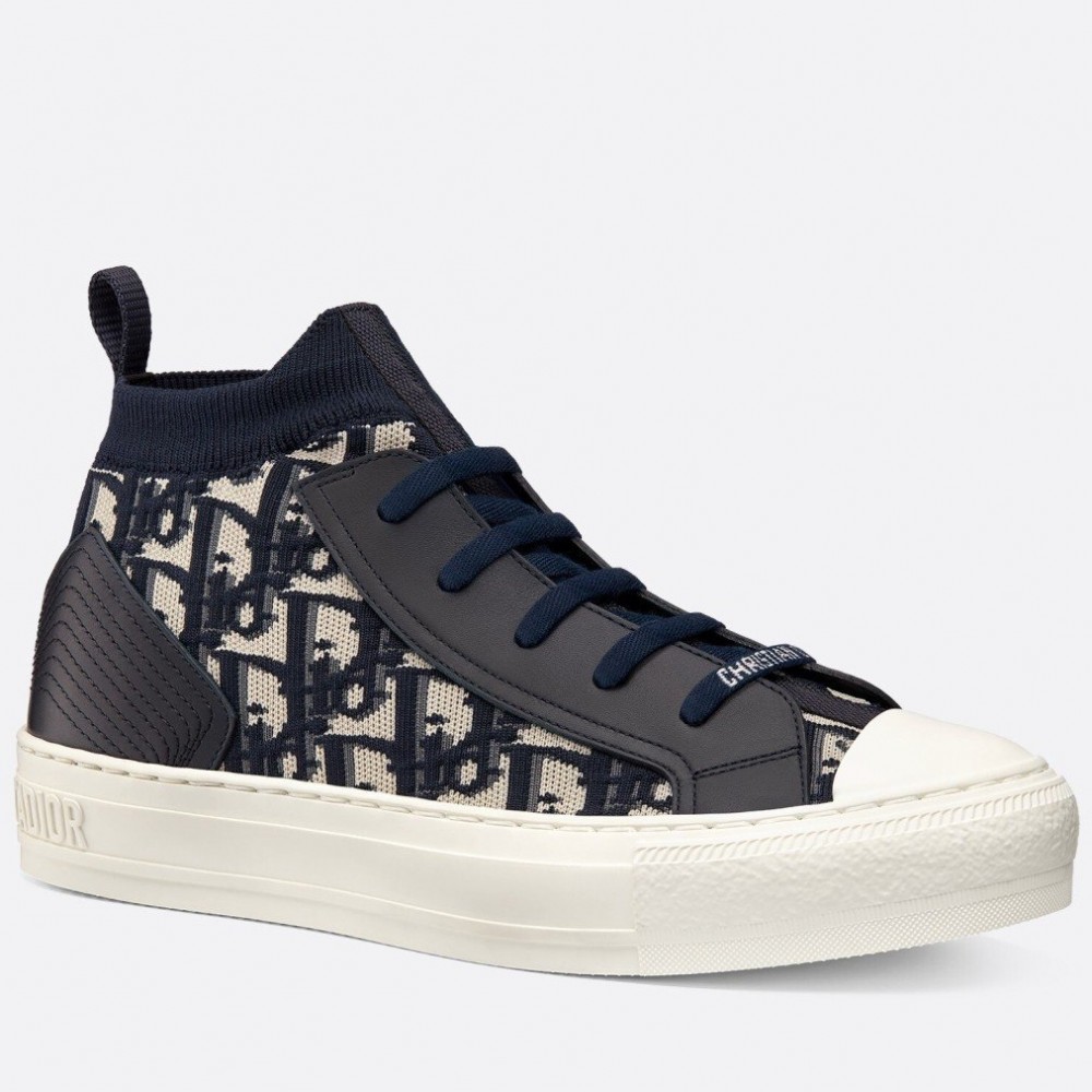 Dior Walk'N'Dior Mid-top Sneakers In Blue Oblique Canvas TDSS12842