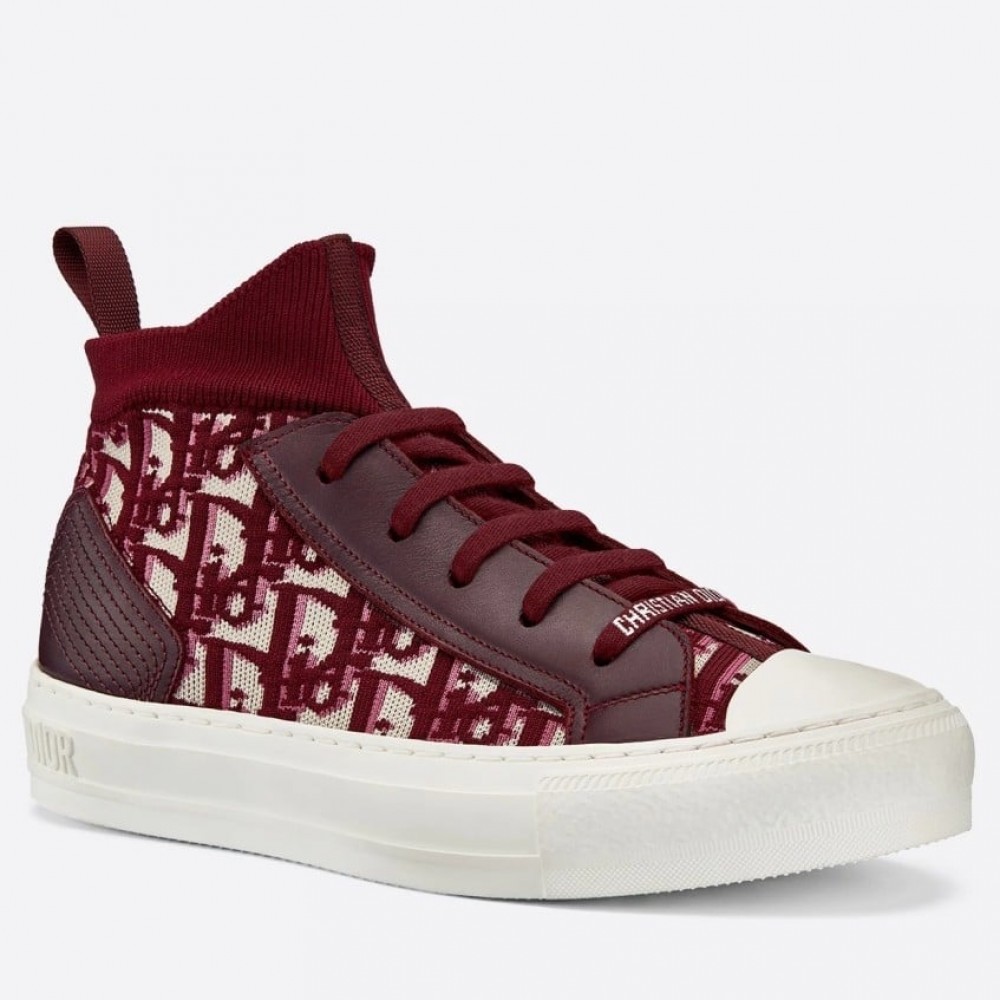 Dior Walk'N'Dior Mid-top Sneakers In Bordeaux Oblique Canvas TDSS12843