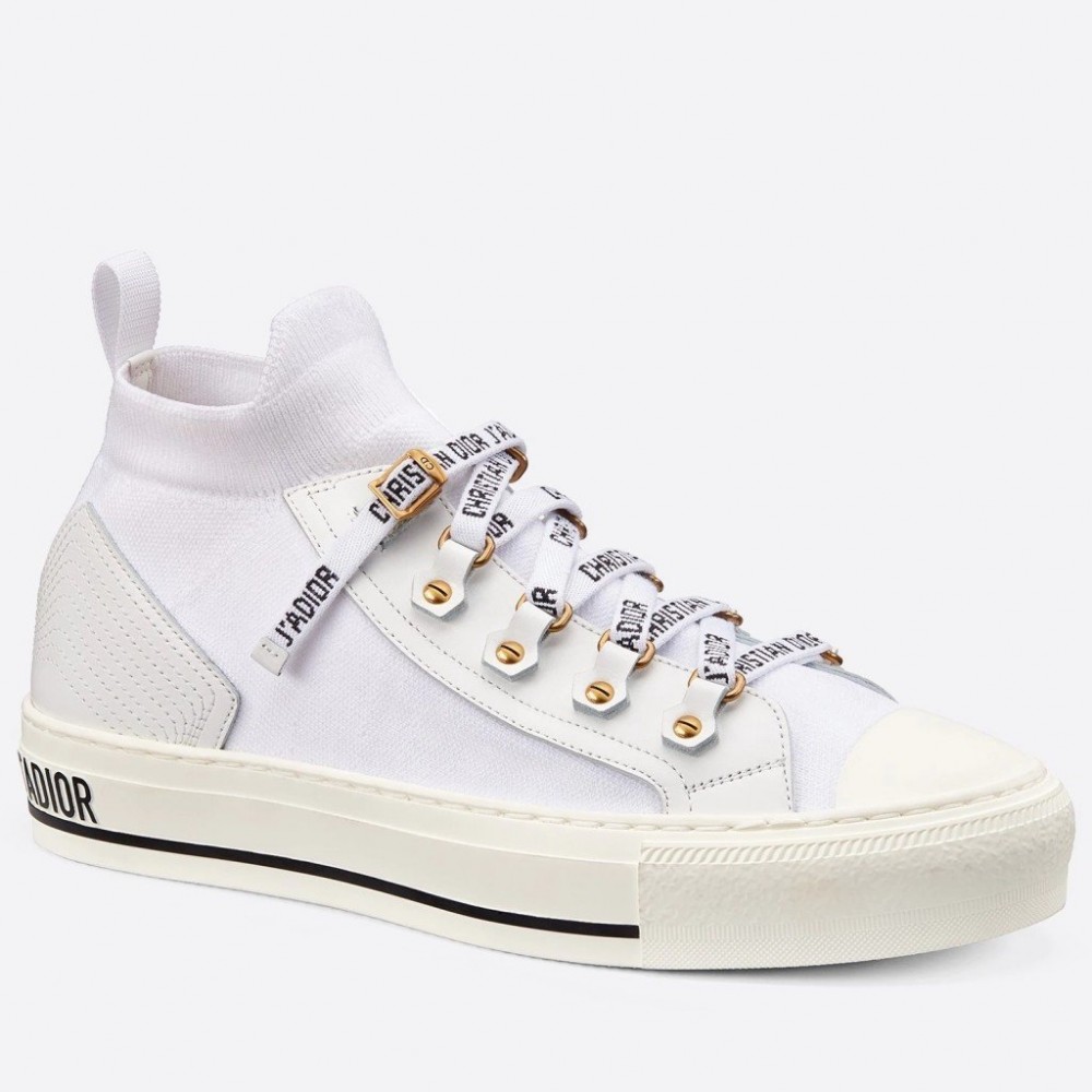 Dior Walk'N'Dior Mid-top Sneakers In White Technical Knit TDSS12846