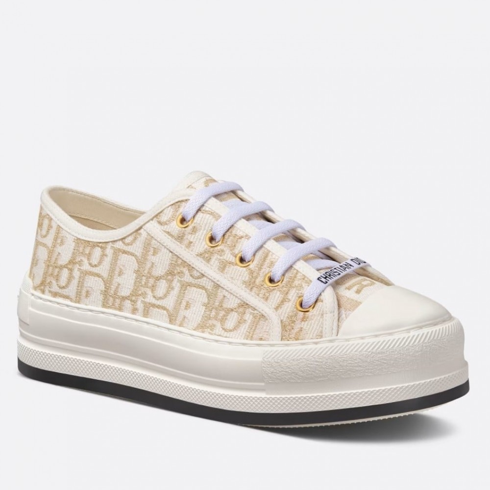 Dior Walk'n'Dior Platform Sneakers In Gold-Tone Dior Oblique Cotton TDSS12851