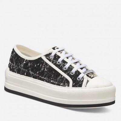 Dior Walk'n'Dior Platform Sneakers in Black and White Cannage Tweed TDSS12847