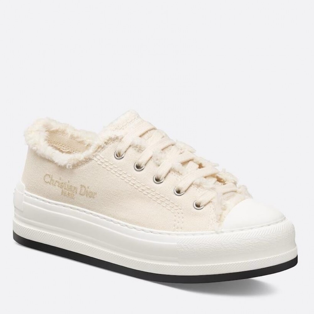 Dior Walk'n'Dior Platform Sneakers in Ecru Fringed Cotton Canvas TDSS12850