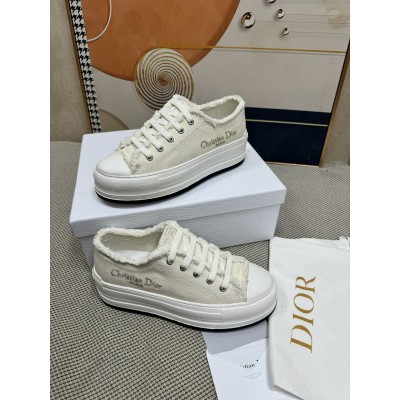 Dior Walk'n'Dior Platform Sneakers in Ecru Fringed Cotton Canvas TDSS12850