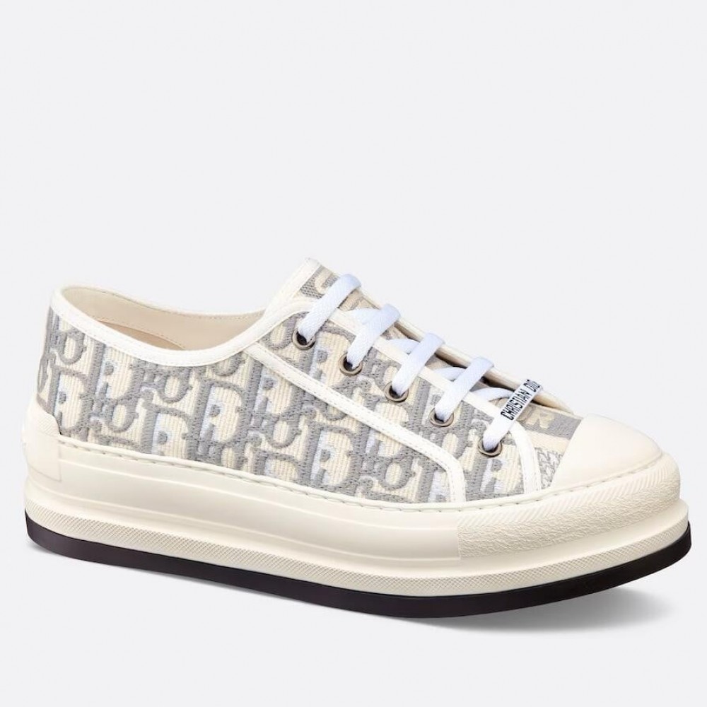 Dior Walk'n'Dior Platform Sneakers in Grey Oblique Embroidered Cotton TDSS12852