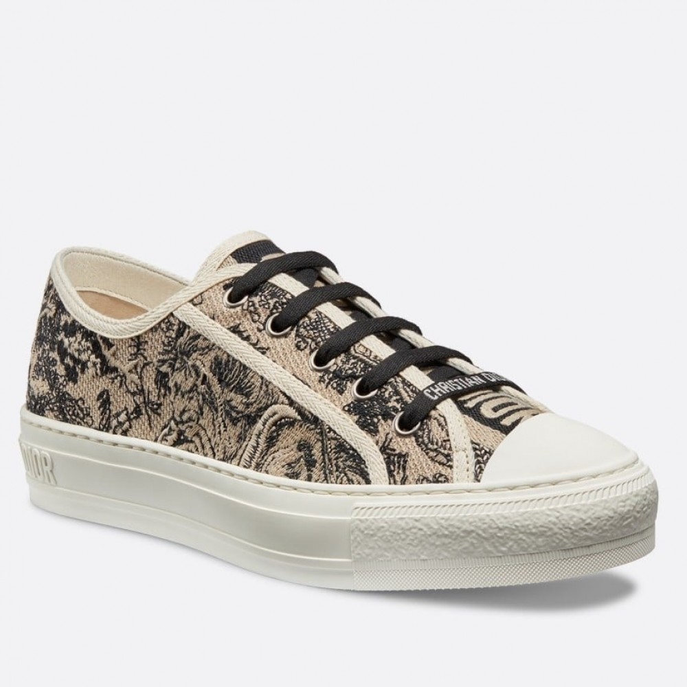 Dior Walk'n'Dior Sneakers In Black Toile De Jouy Embroidered Cotton TDSS12858