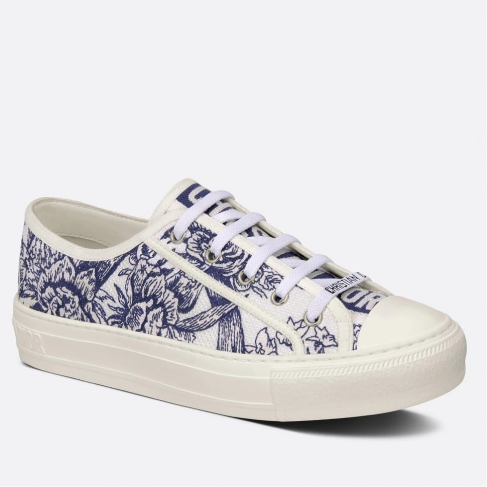 Dior Walk'n'Dior Sneakers In Blue Jardin d'Hiver Embroidered Cotton TDSS12859