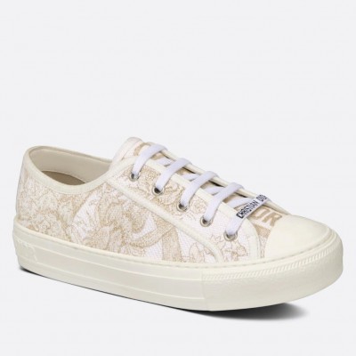 Dior Walk'n'Dior Sneakers In Gold-Tone Jardin d'Hiver Embroidered Cotton TDSS12862