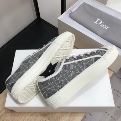 Dior Walk'n'Dior Sneakers In Grey Cannage Cotton TDSS12863