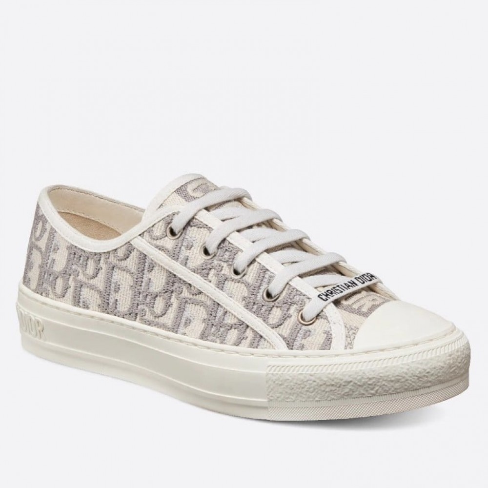 Dior Walk'n'Dior Sneakers In Grey Oblique Embroidered Cotton TDSS12864