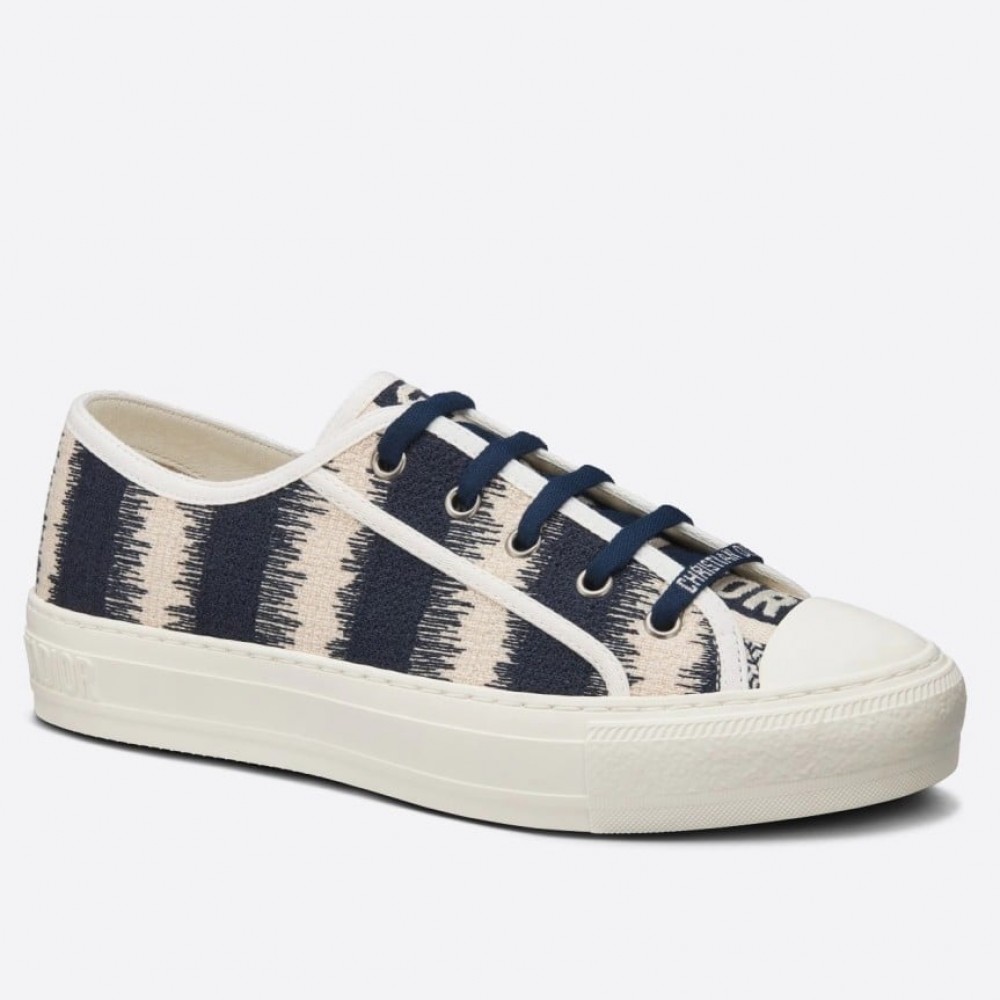 Dior Walk'n'Dior Sneakers In Navy Blue D-Stripes Embroidered Cotton TDSS12868